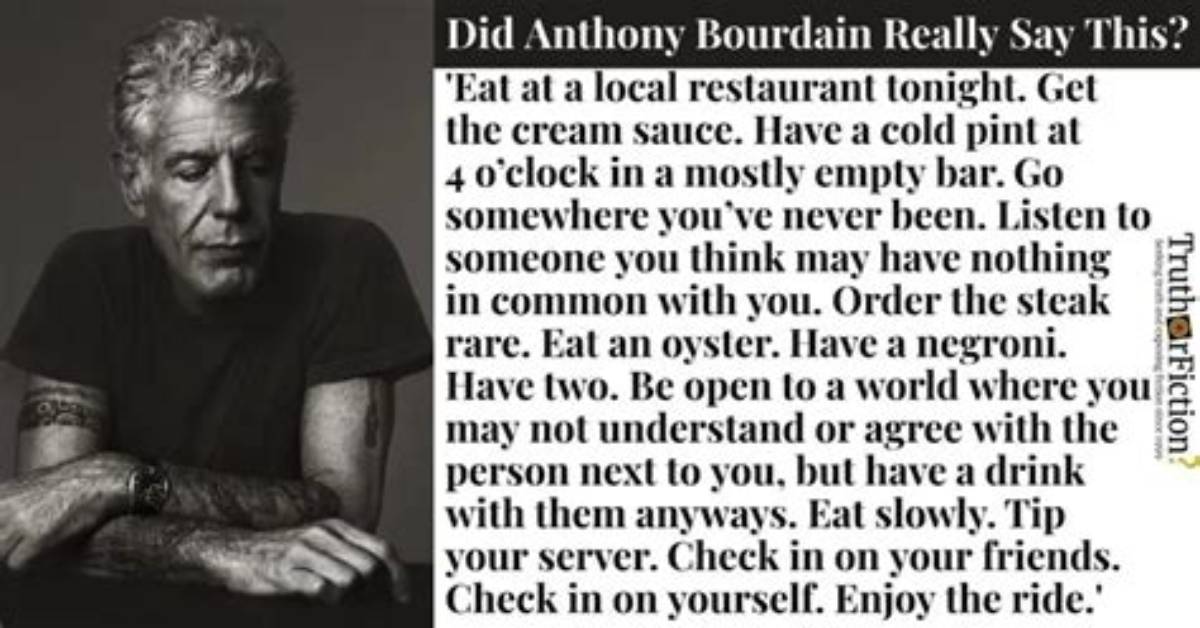An Old Quote Where Anthony Bourdain Called Henry Kissinger a 'Murderous Scumbag' Is Making the Round